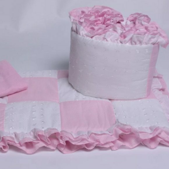 Eustace pink & white cradle bedding - Picture 2 of 6